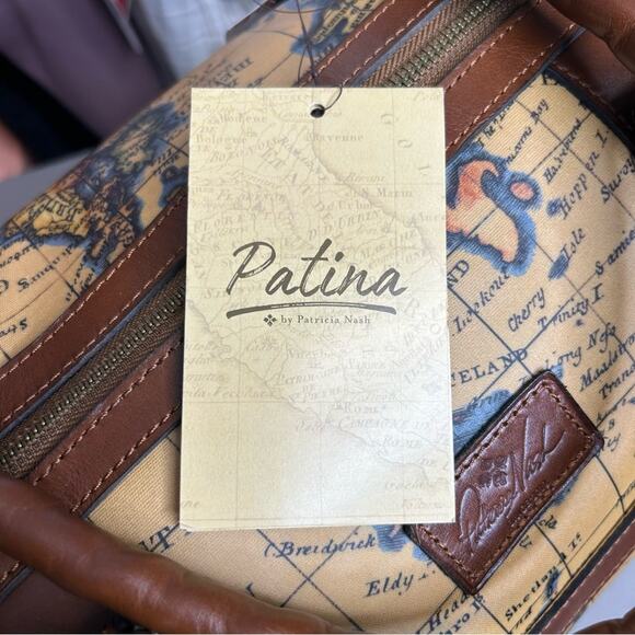 Patricia Nash Milano Weekender Duffel Bag European Map Patina Coated Linen NWT - Picture 8 of 12